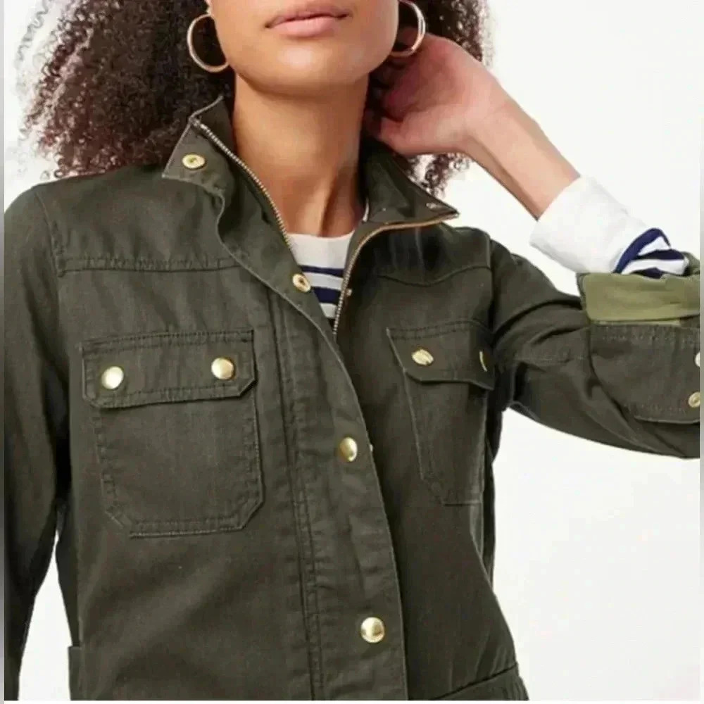 J. Crew Utility Jacket, Olive Green, Cotton, Size XS
